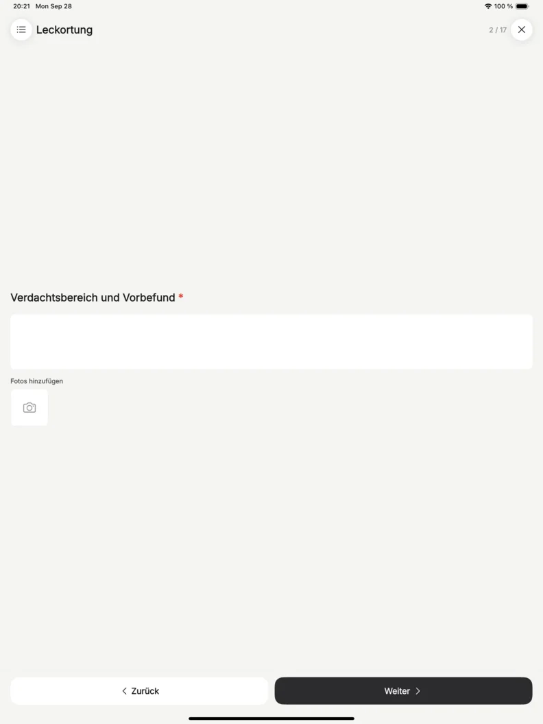 Fotos an einer einzelnen Frage innerhalb einer Schadenaufnahme