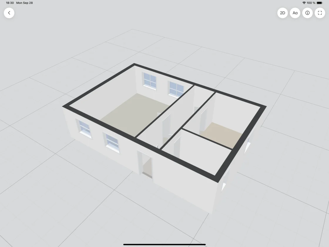 Derselbe Grundriss in der 3D-Ansicht